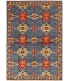Gulshan 4'0'' X 5'9'' Power-Loomed Wool-Bamboo Silk Rug 4'0'' x 5'9'' (120 X 173) / Blue / Gold