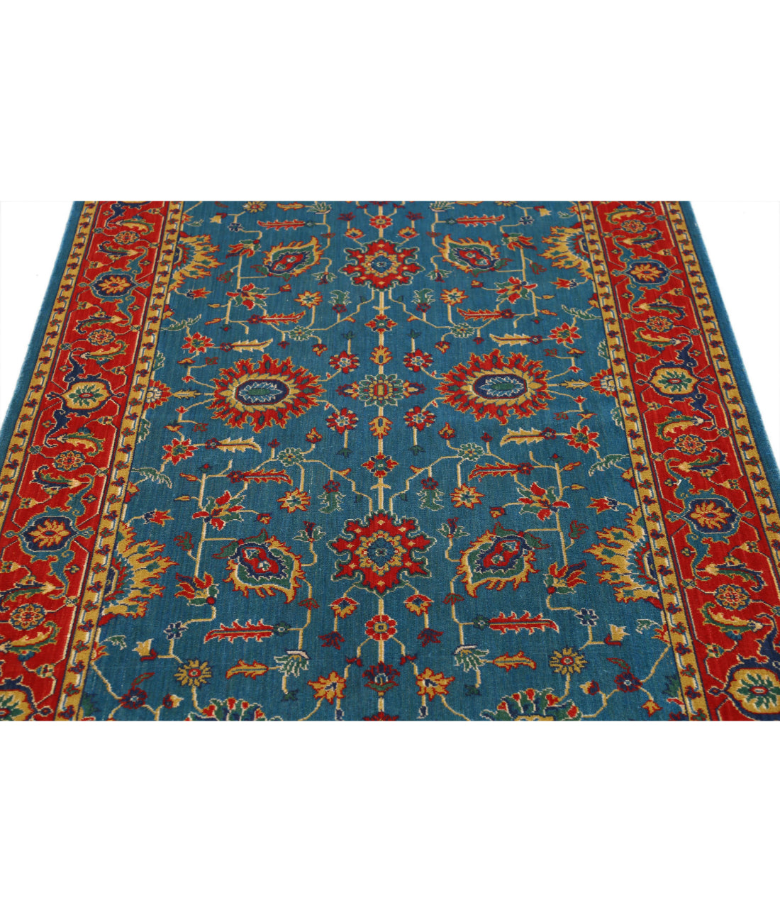 Gulshan 3'10'' X 6'1'' Power-Loomed Wool-Bamboo Silk Rug 3'10'' x 6'1'' (115 X 183) / Blue / Red