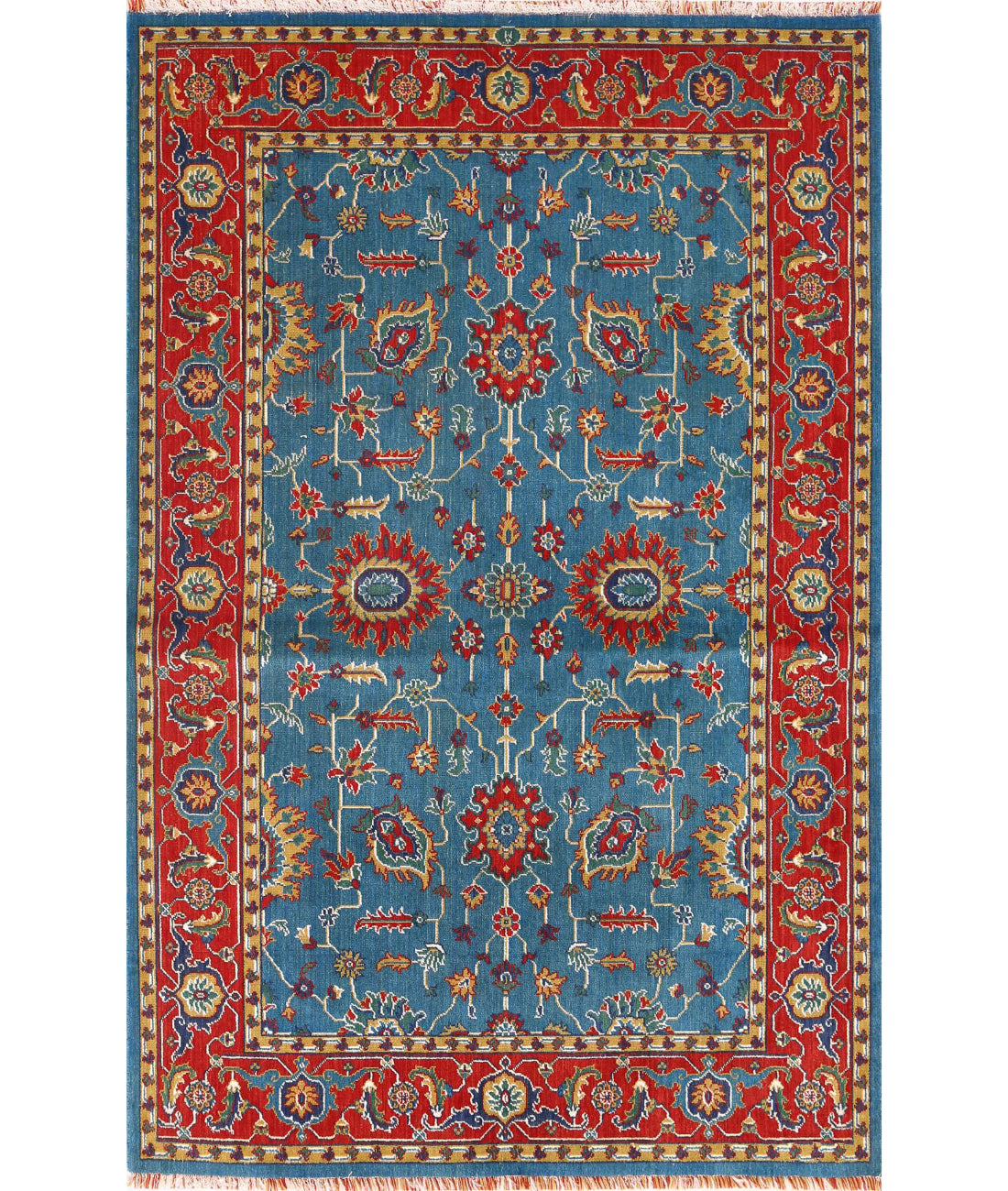 Gulshan 3'10'' X 6'1'' Power-Loomed Wool-Bamboo Silk Rug 3'10'' x 6'1'' (115 X 183) / Blue / Red