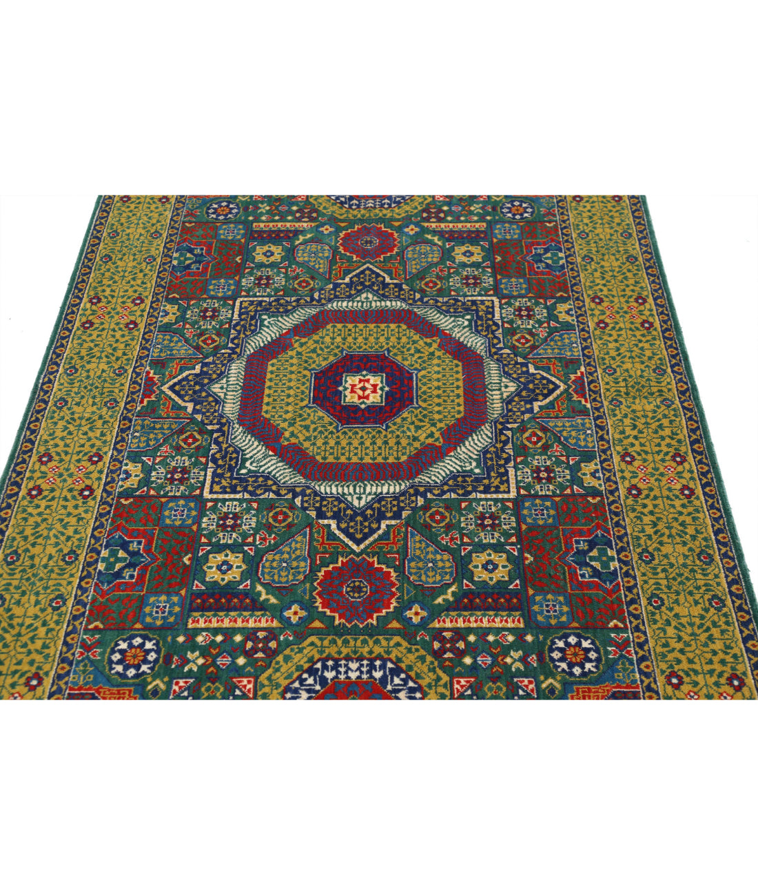 Gulshan 3'10'' X 6'0'' Power-Loomed Wool-Bamboo Silk Rug 3'10'' x 6'0'' (115 X 180) / Green / Gold