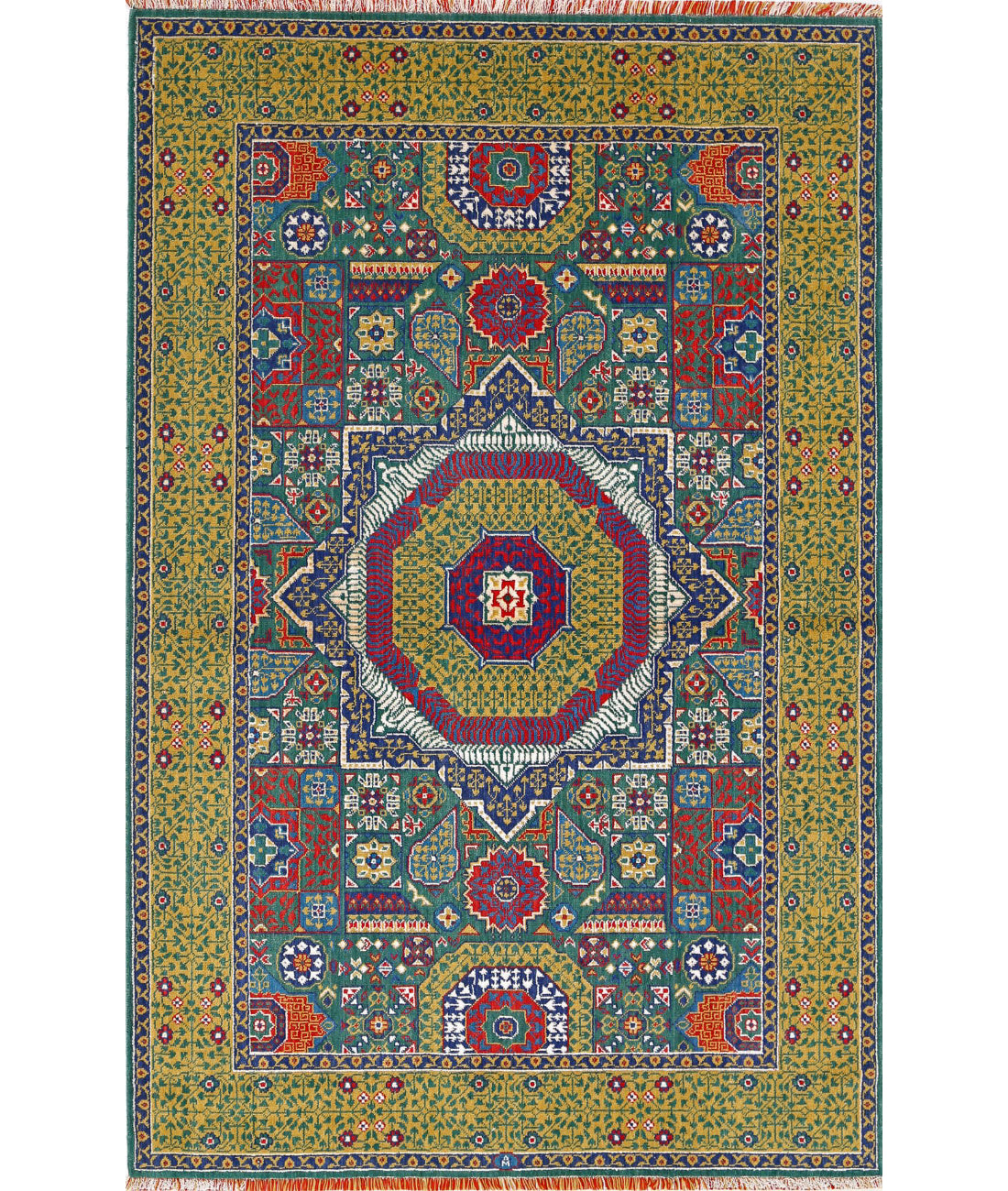 Gulshan 3'10'' X 6'0'' Power-Loomed Wool-Bamboo Silk Rug 3'10'' x 6'0'' (115 X 180) / Green / Gold
