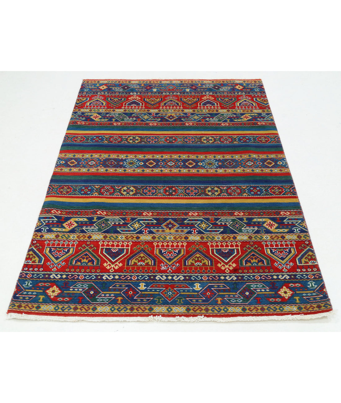 Gulshan 4'0'' X 5'10'' Power-Loomed Wool-Bamboo Silk Rug 4'0'' x 5'10'' (120 X 175) / Blue / Green