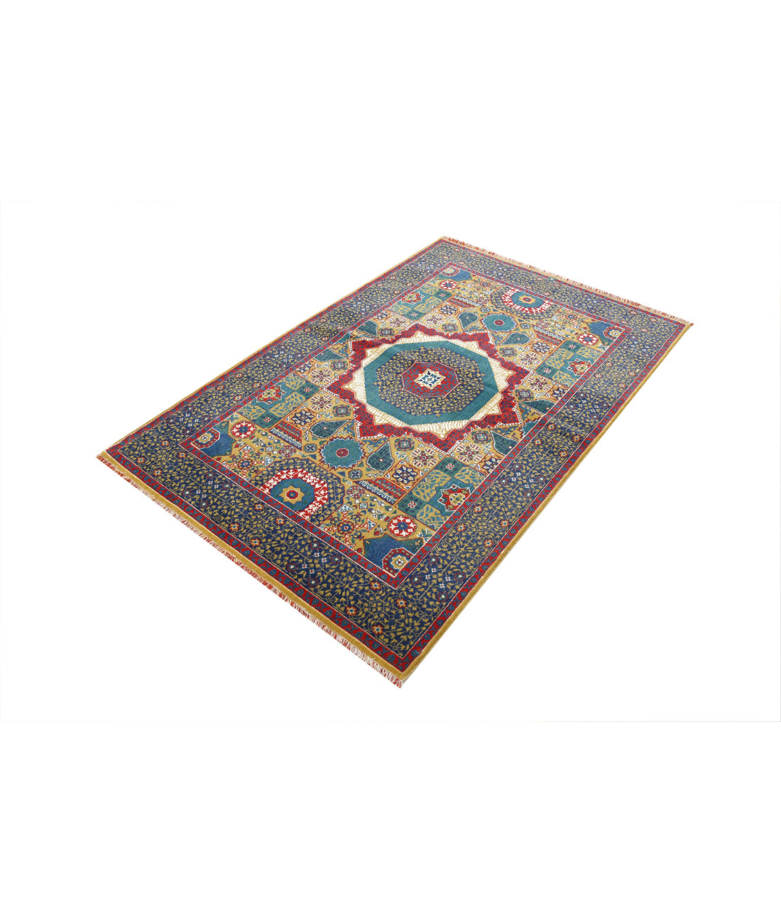 Gulshan 3'10'' X 6'0'' Power-Loomed Wool-Bamboo Silk Rug 3'10'' x 6'0'' (115 X 180) / Gold / Blue