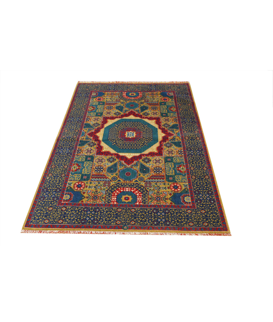 Gulshan 3'10'' X 6'0'' Power-Loomed Wool-Bamboo Silk Rug 3'10'' x 6'0'' (115 X 180) / Gold / Blue