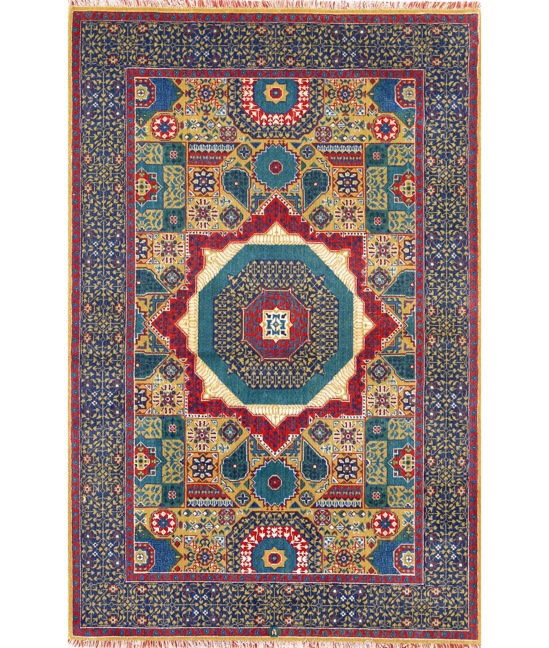 Gulshan 3'10'' X 6'0'' Power-Loomed Wool-Bamboo Silk Rug 3'10'' x 6'0'' (115 X 180) / Gold / Blue