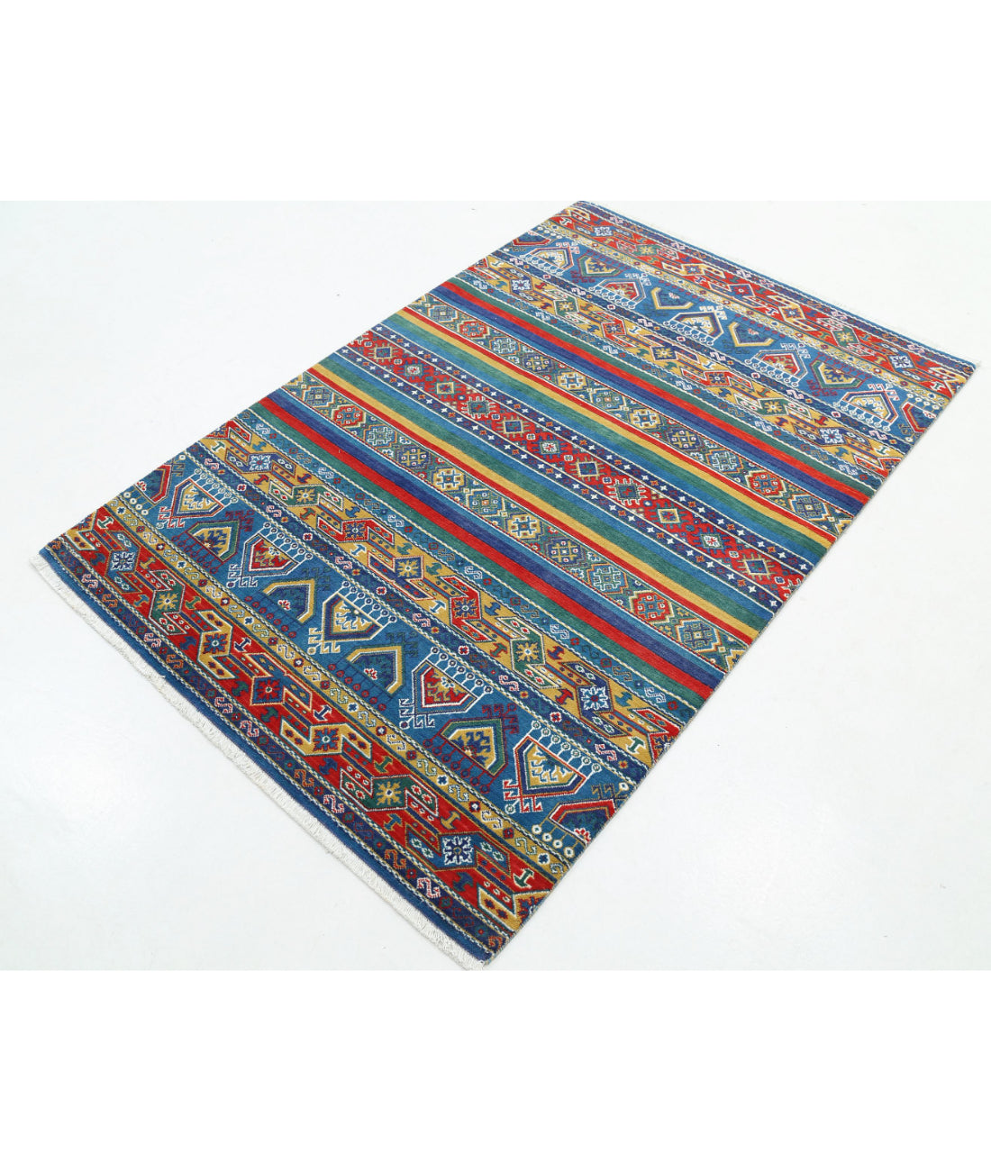 Gulshan 4'0'' X 5'10'' Power-Loomed Wool-Bamboo Silk Rug 4'0'' x 5'10'' (120 X 175) / Blue / Green