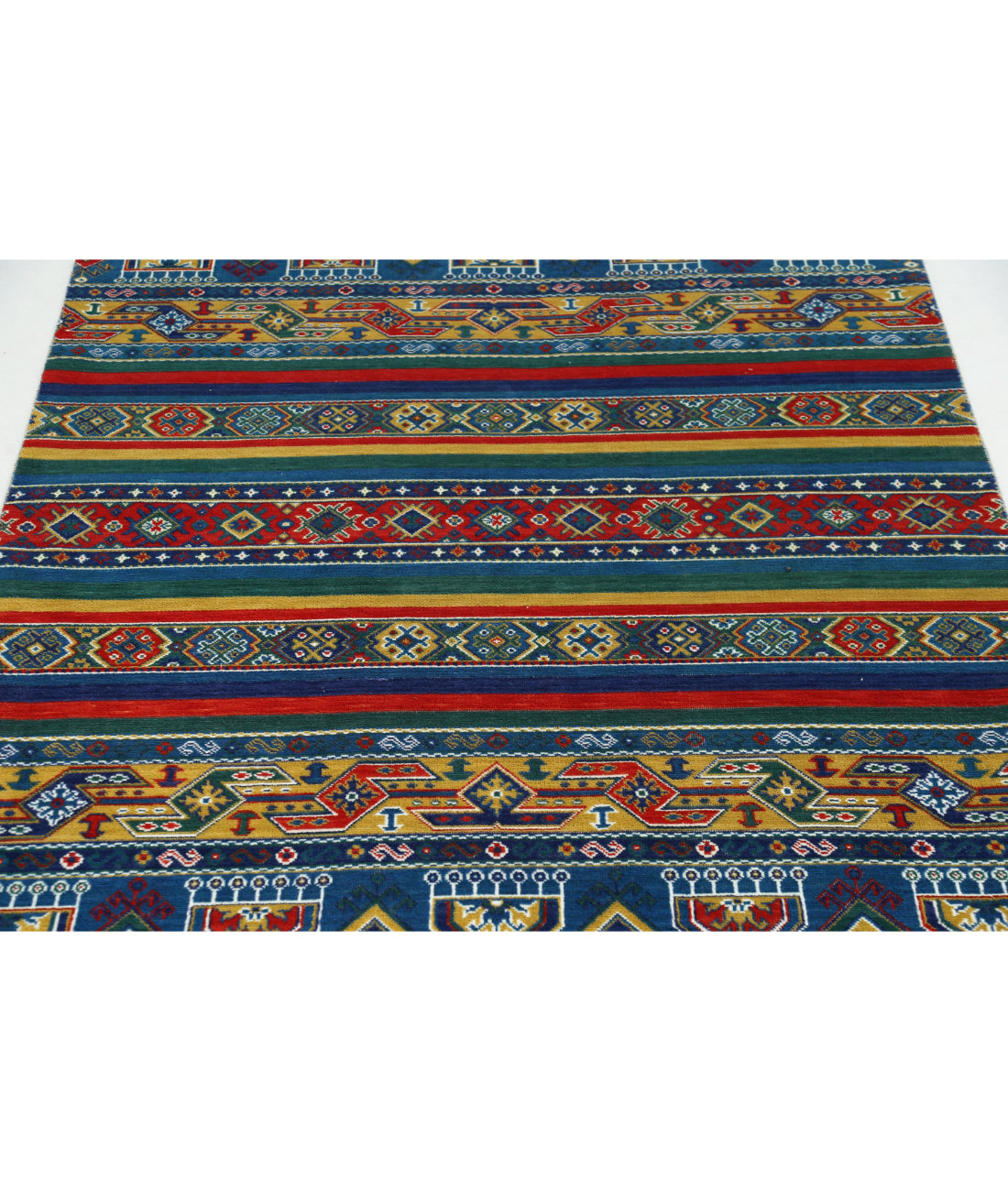 Gulshan 4'0'' X 5'10'' Power-Loomed Wool-Bamboo Silk Rug 4'0'' x 5'10'' (120 X 175) / Blue / Green