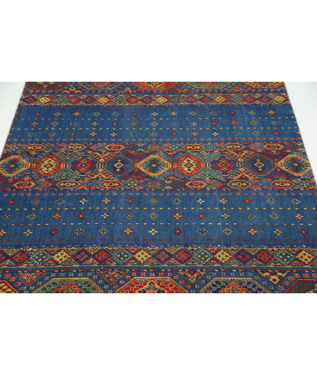 Gulshan 3'10'' X 6'0'' Power-Loomed Wool-Bamboo Silk Rug 3'10'' x 6'0'' (115 X 180) / Blue / Red