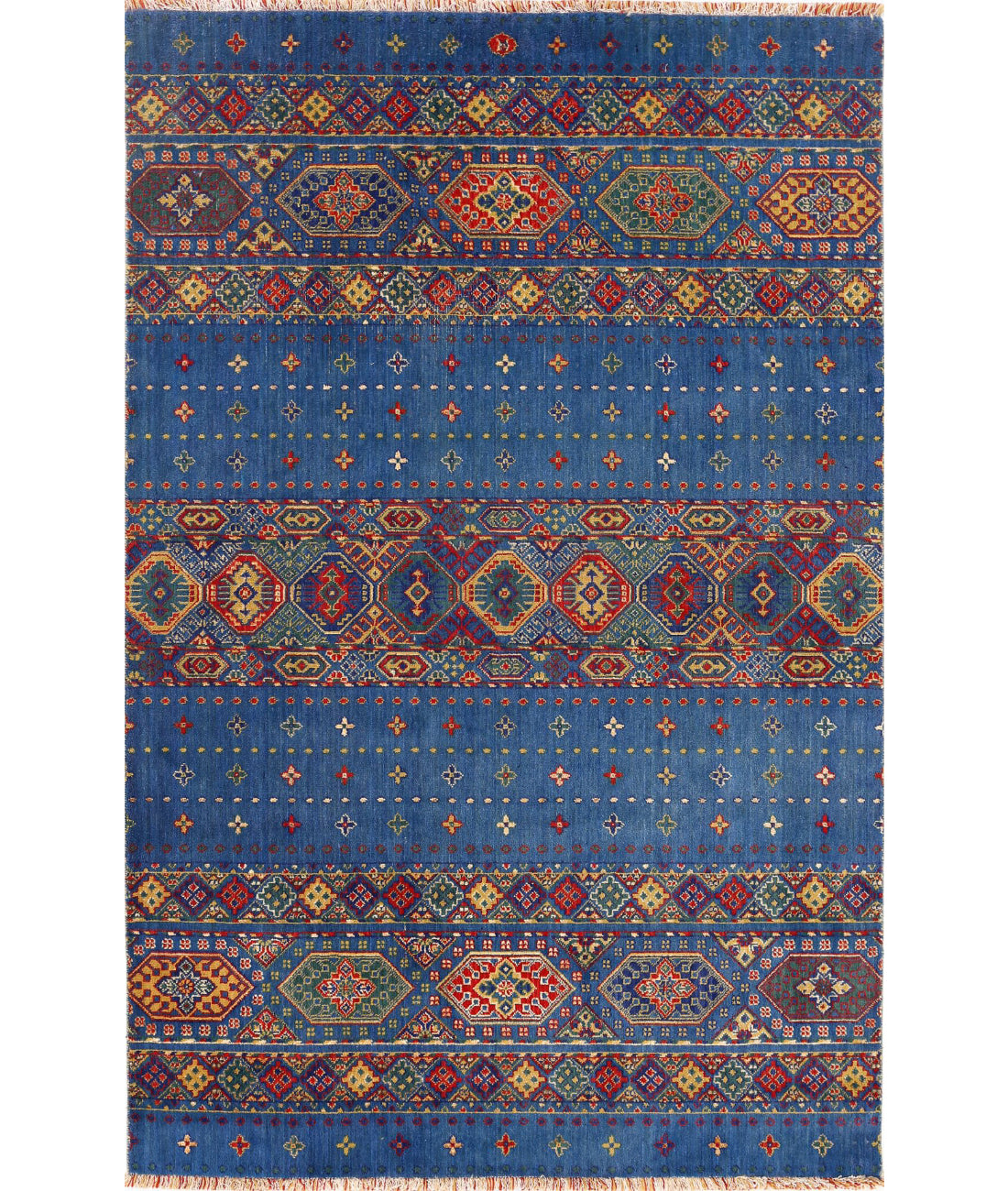 Gulshan 3'10'' X 6'0'' Power-Loomed Wool-Bamboo Silk Rug 3'10'' x 6'0'' (115 X 180) / Blue / Red