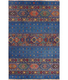 Gulshan 3'10'' X 6'0'' Power-Loomed Wool-Bamboo Silk Rug 3'10'' x 6'0'' (115 X 180) / Blue / Red