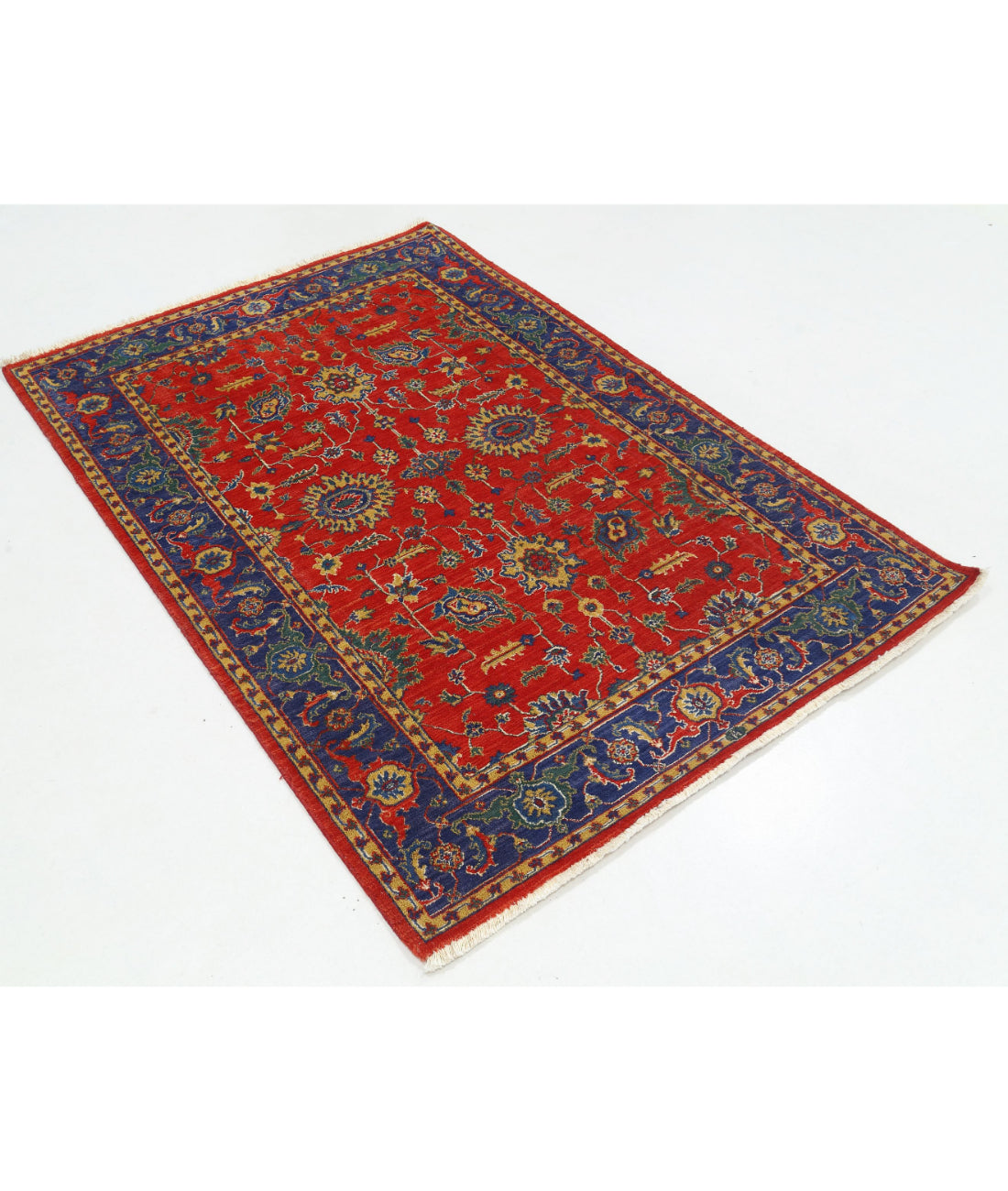 Gulshan 4'0'' X 5'10'' Power-Loomed Wool-Bamboo Silk Rug 4'0'' x 5'10'' (120 X 175) / Red / Blue