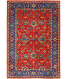 Gulshan 4'0'' X 5'10'' Power-Loomed Wool-Bamboo Silk Rug 4'0'' x 5'10'' (120 X 175) / Red / Blue