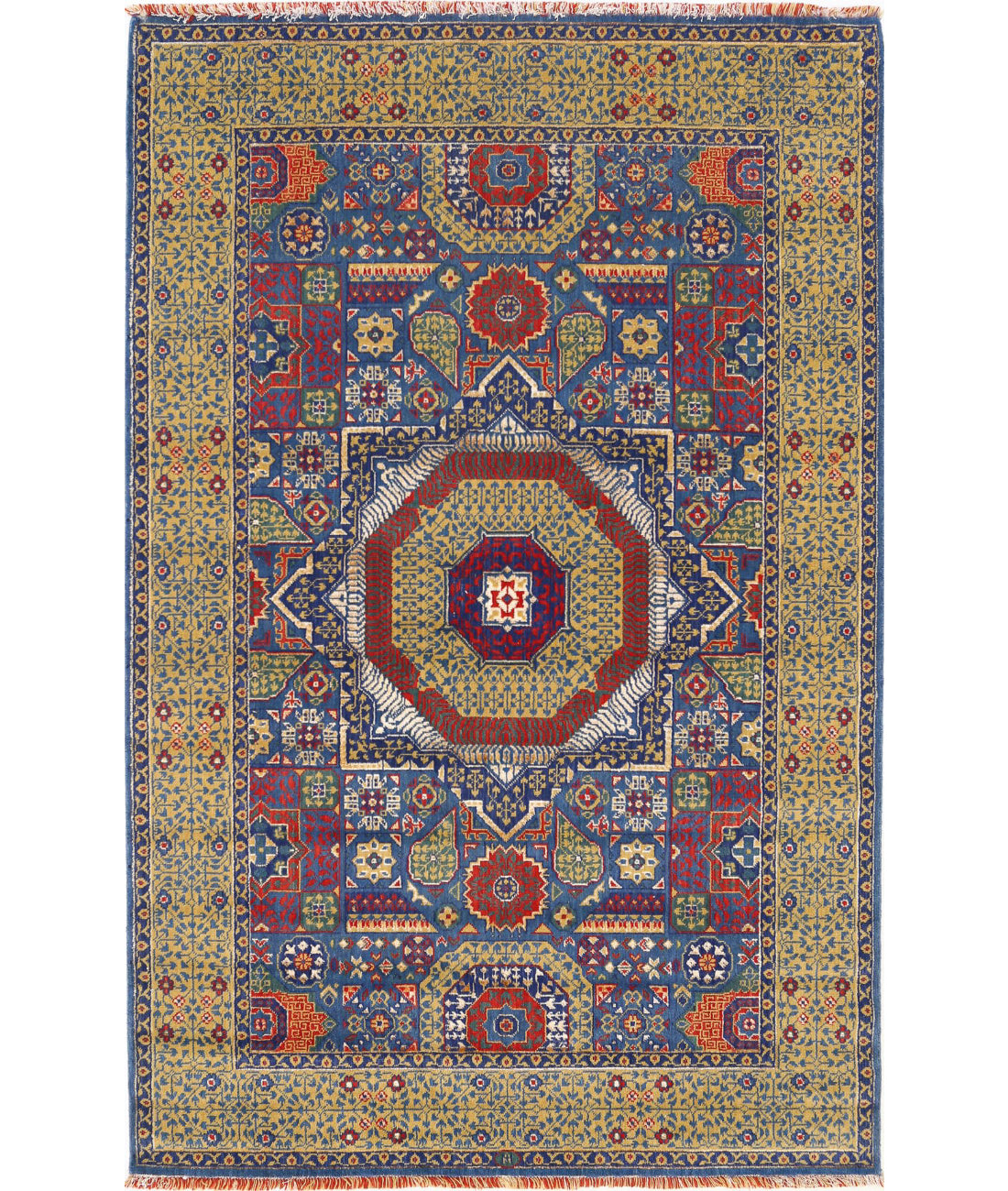 Gulshan 3'10'' X 6'0'' Power-Loomed Wool-Bamboo Silk Rug 3'10'' x 6'0'' (115 X 180) / Blue / Gold