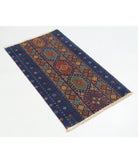 Gulshan 2'2'' X 3'9'' Power-Loomed Wool-Bamboo Silk Rug 2'2'' x 3'9'' (65 X 113) / Blue / Red