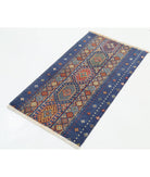 Gulshan 2'2'' X 3'9'' Power-Loomed Wool-Bamboo Silk Rug 2'2'' x 3'9'' (65 X 113) / Blue / Red