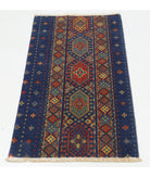 Gulshan 2'2'' X 3'9'' Power-Loomed Wool-Bamboo Silk Rug 2'2'' x 3'9'' (65 X 113) / Blue / Red