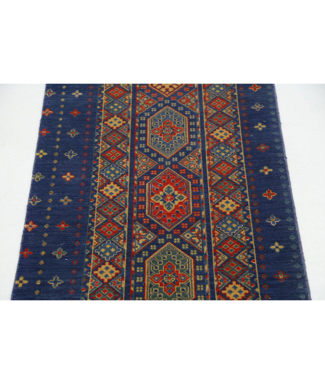 Gulshan 2'2'' X 3'9'' Power-Loomed Wool-Bamboo Silk Rug 2'2'' x 3'9'' (65 X 113) / Blue / Red