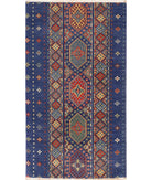 Gulshan 2'2'' X 3'9'' Power-Loomed Wool-Bamboo Silk Rug 2'2'' x 3'9'' (65 X 113) / Blue / Red