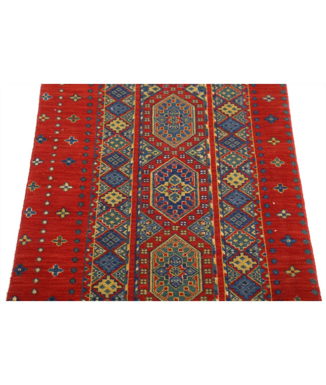 Gulshan 2'1'' X 3'10'' Power-Loomed Wool-Bamboo Silk Rug 2'1'' x 3'10'' (63 X 115) / Red / Blue