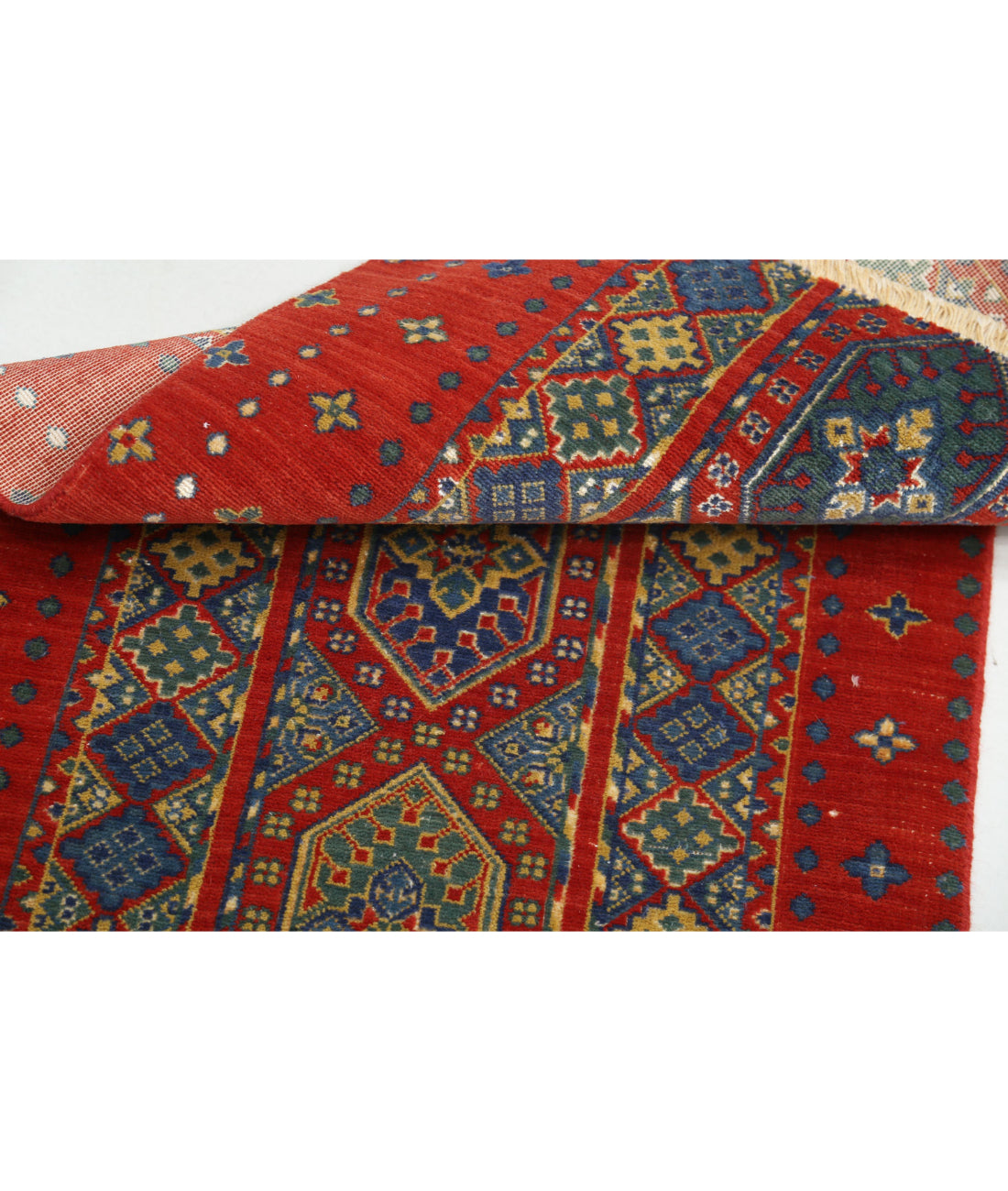 Gulshan 2'1'' X 3'10'' Power-Loomed Wool-Bamboo Silk Rug 2'1'' x 3'10'' (63 X 115) / Red / Blue
