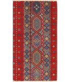 Gulshan 2'1'' X 3'10'' Power-Loomed Wool-Bamboo Silk Rug 2'1'' x 3'10'' (63 X 115) / Red / Blue