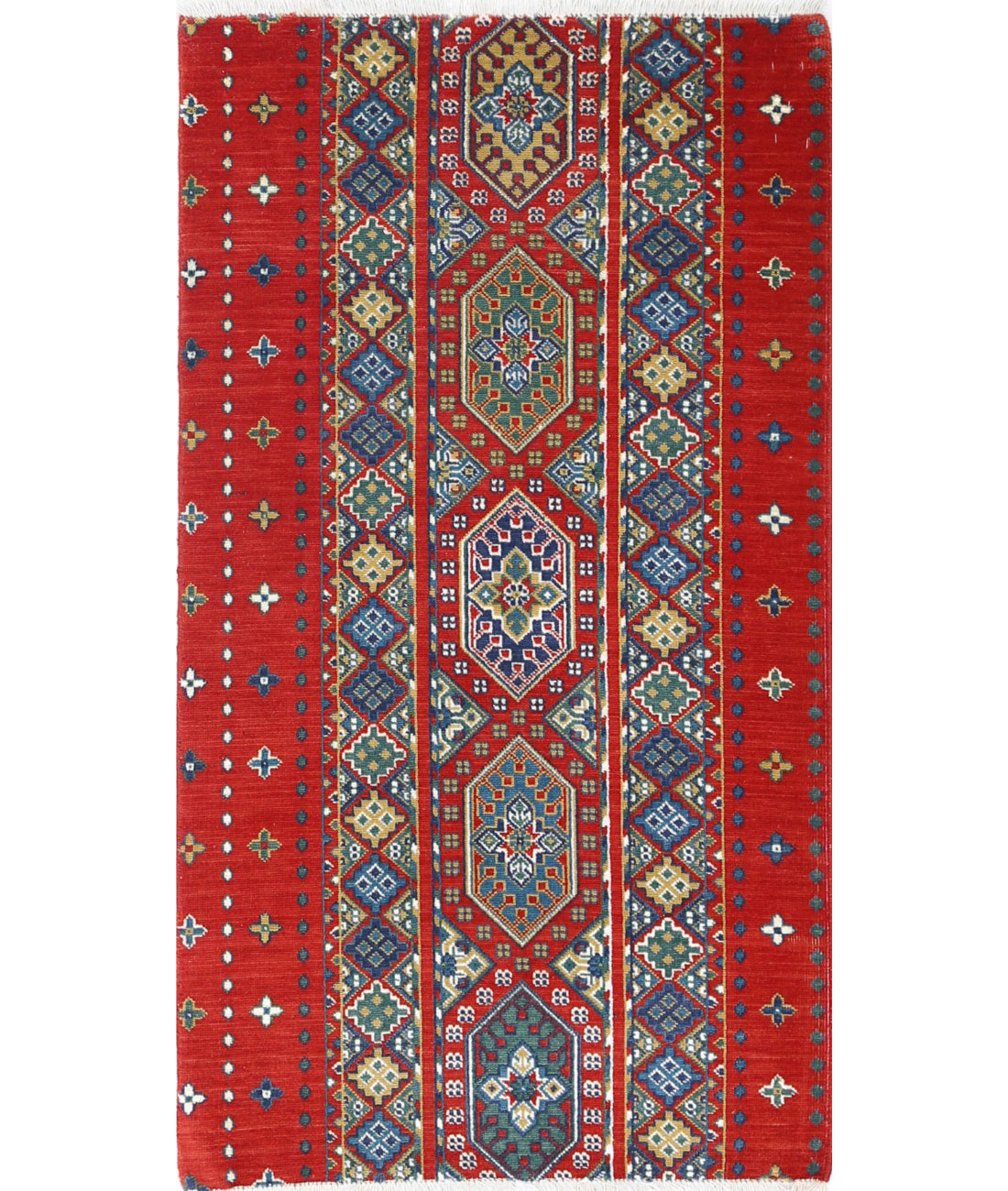 Gulshan 2'2'' X 3'10'' Power-Loomed Wool-Bamboo Silk Rug 2'2'' x 3'10'' (65 X 115) / Red / Green