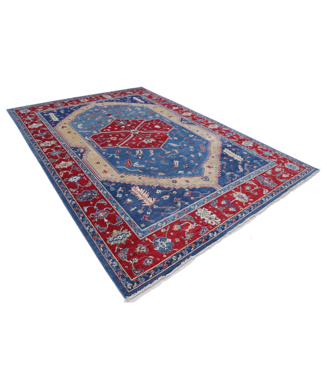 Power Loomed Heriz Wool Rug 8' 2" X 11' 8" 8' 2" X 11' 8" (249 X 356) / Blue / Red