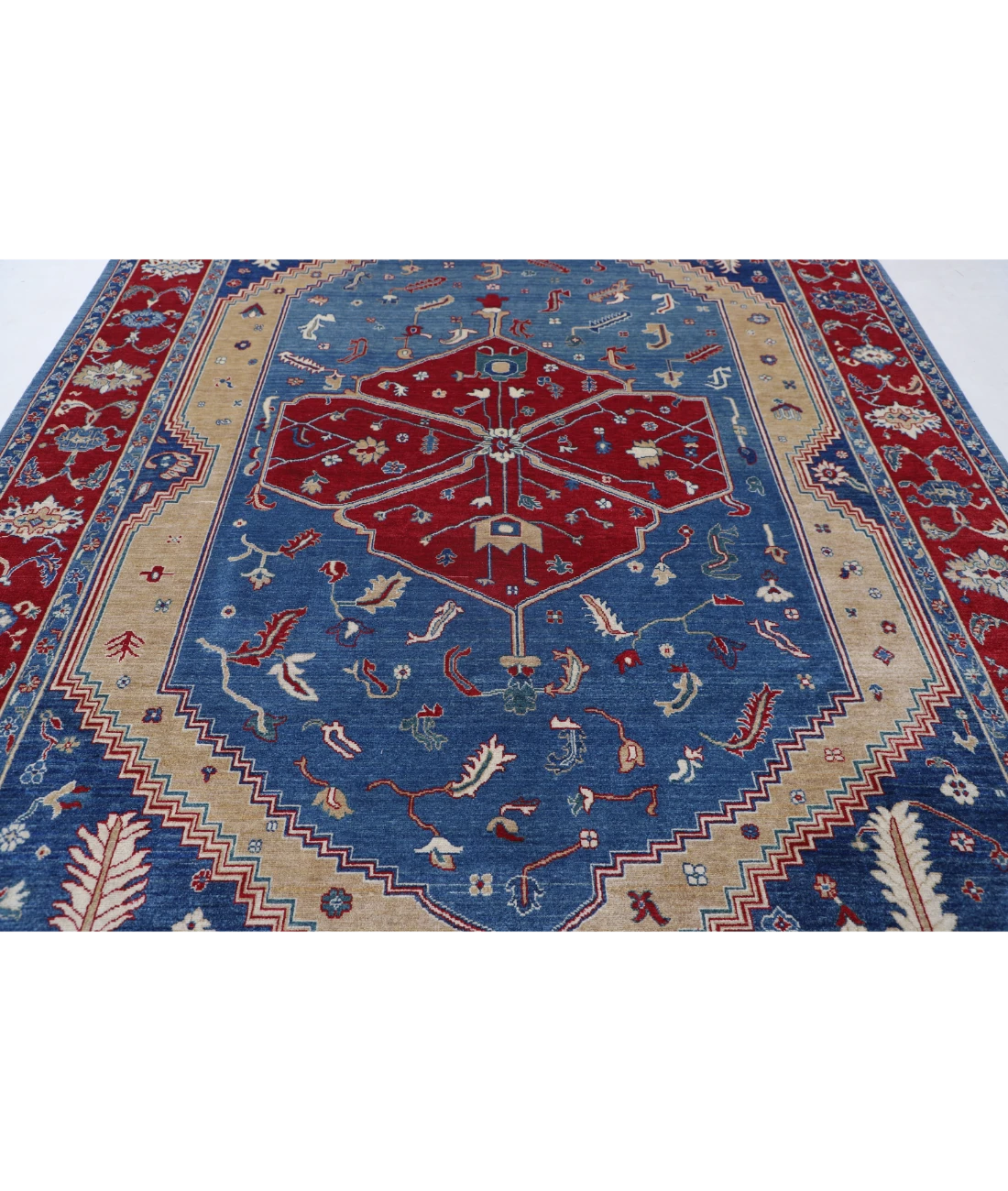 Power Loomed Heriz Wool Rug 8' 2" X 11' 8" 8' 2" X 11' 8" (249 X 356) / Blue / Red