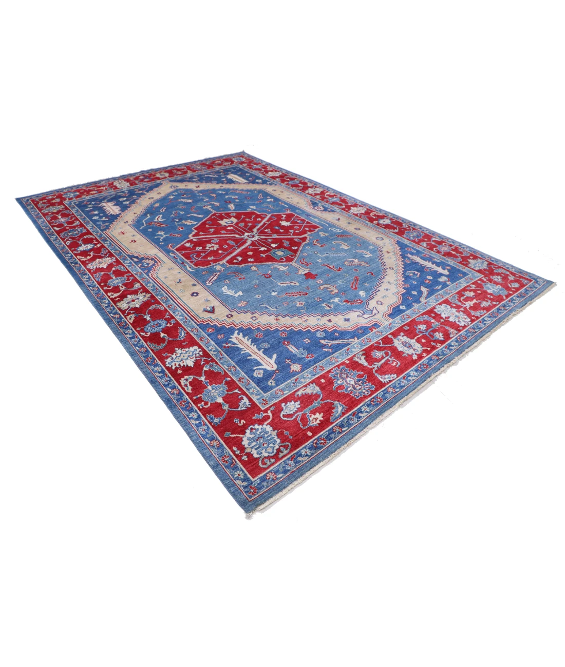 Power Loomed Heriz Wool Rug 8' 0" X 11' 6" 8' 0" X 11' 6" (244 X 351) / Blue / Red