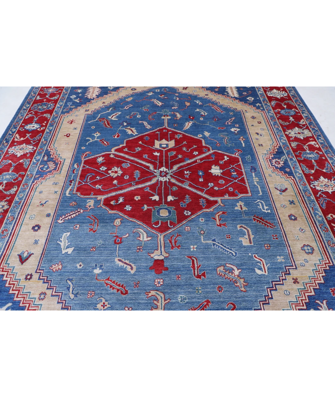 Power Loomed Heriz Wool Rug 8' 0" X 11' 6" 8' 0" X 11' 6" (244 X 351) / Blue / Red