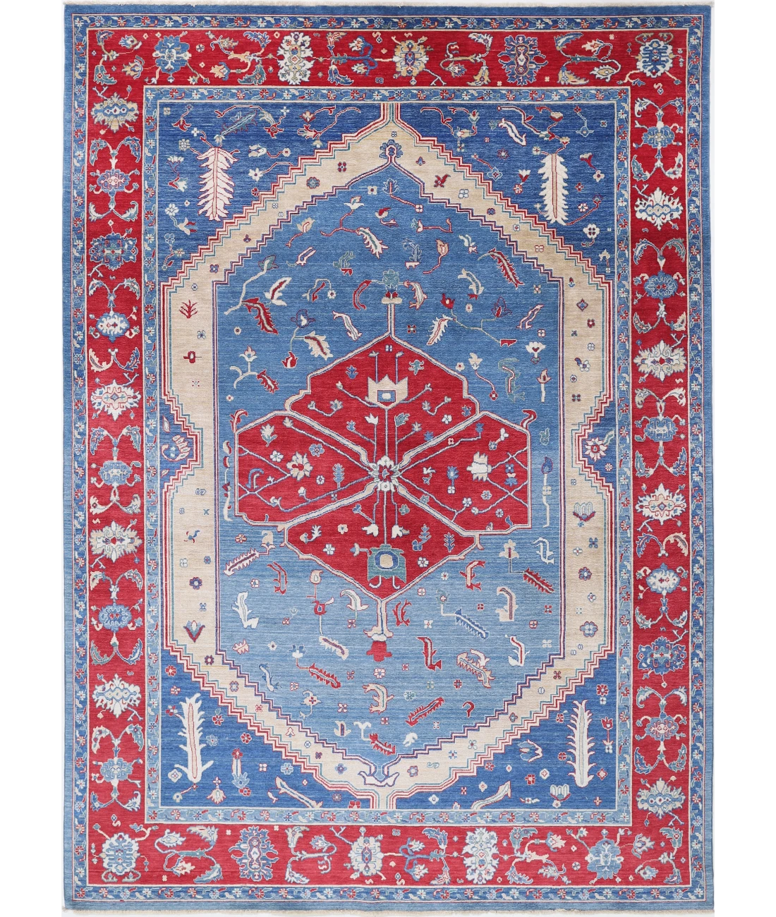 Power Loomed Heriz Wool Rug 8' 0" X 11' 6" 8' 0" X 11' 6" (244 X 351) / Blue / Red