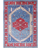 Power Loomed Heriz Wool Rug 8' 0" X 11' 6" 8' 0" X 11' 6" (244 X 351) / Blue / Red