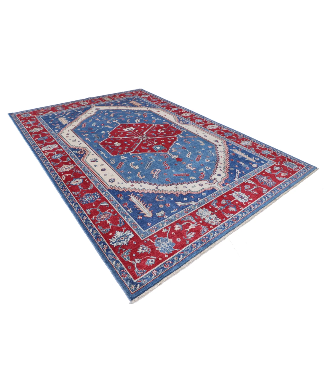 Power Loomed Heriz Wool Rug 8' 2" X 11' 8" 8' 2" X 11' 8" (249 X 356) / Blue / Red