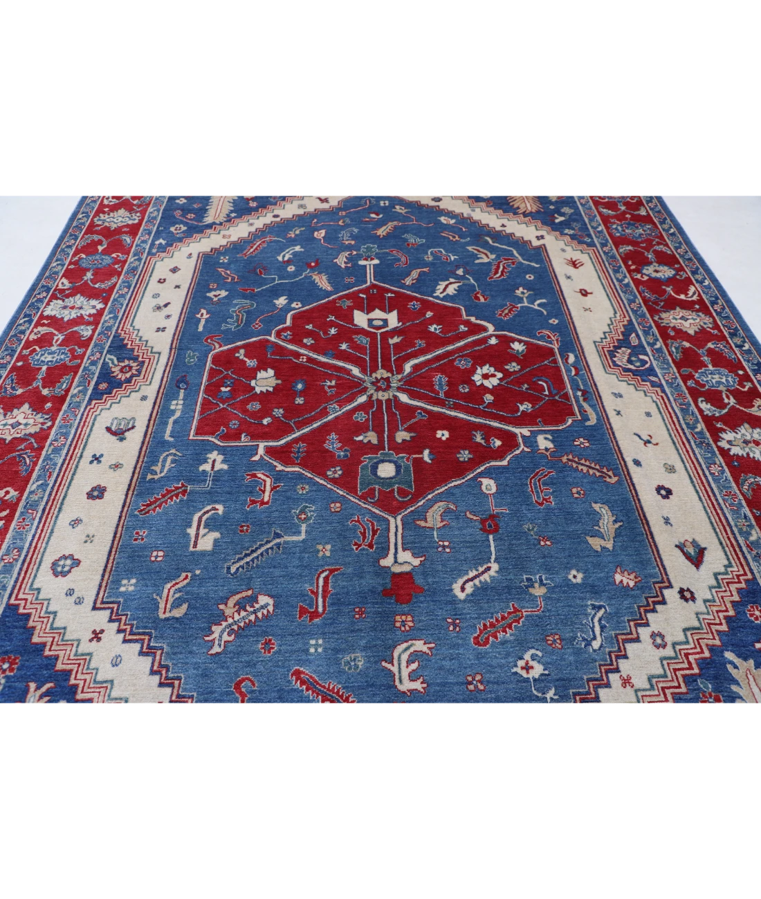 Power Loomed Heriz Wool Rug 8' 2" X 11' 8" 8' 2" X 11' 8" (249 X 356) / Blue / Red