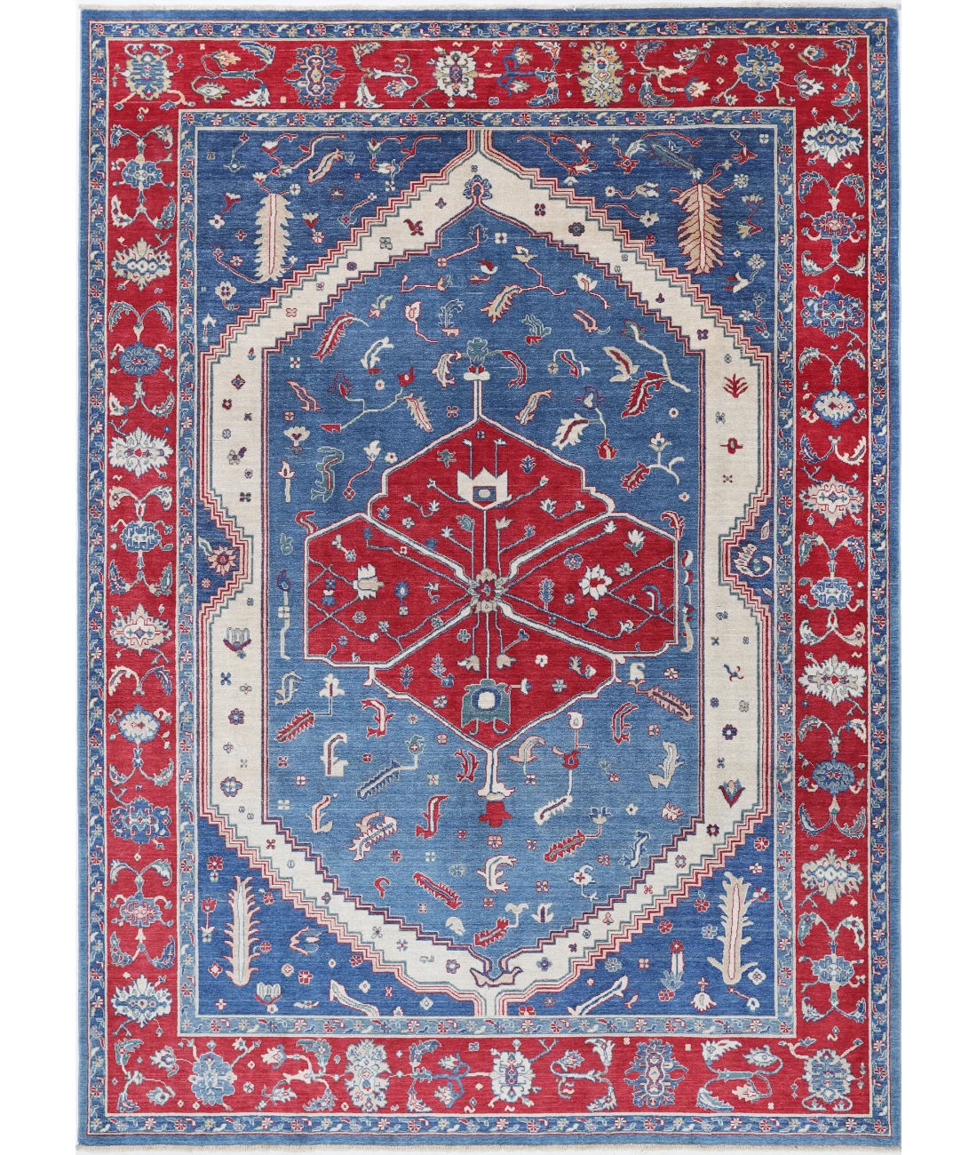 Power Loomed Heriz Wool Rug 8' 2" X 11' 8" 8' 2" X 11' 8" (249 X 356) / Blue / Red