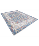Power Loomed Ikat Wool Rug 8' 10" X 11' 10" 8' 10" X 11' 10" (269 X 361) / Blue / Ivory