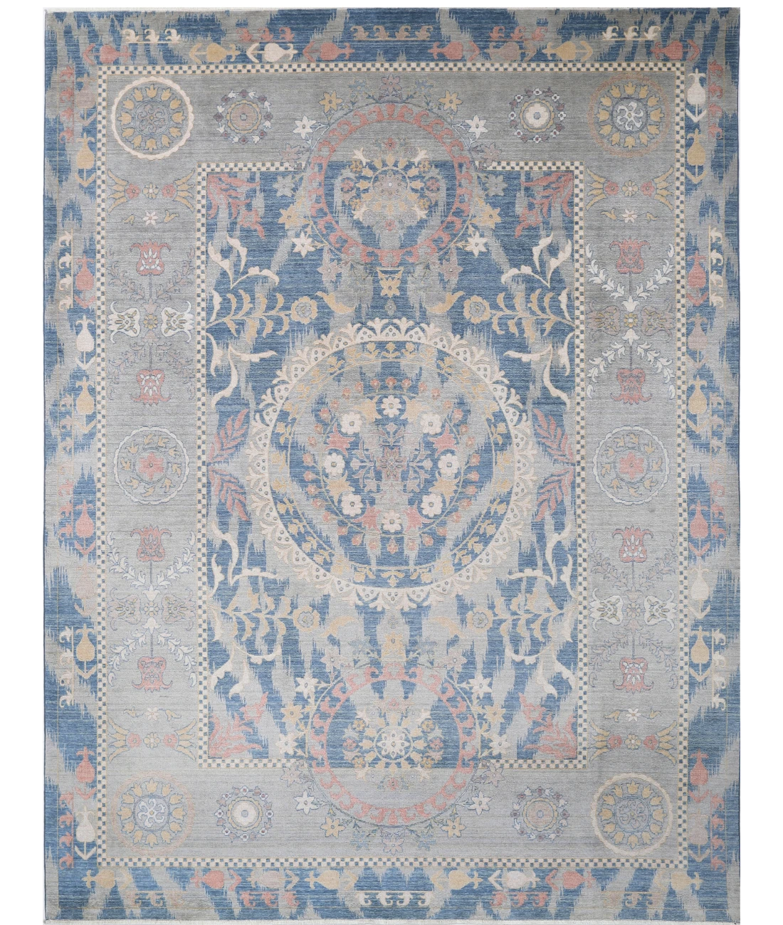 Power Loomed Ikat Wool Rug 8' 10" X 11' 11" 8' 10" X 11' 11" (269 X 363) / Blue / Grey