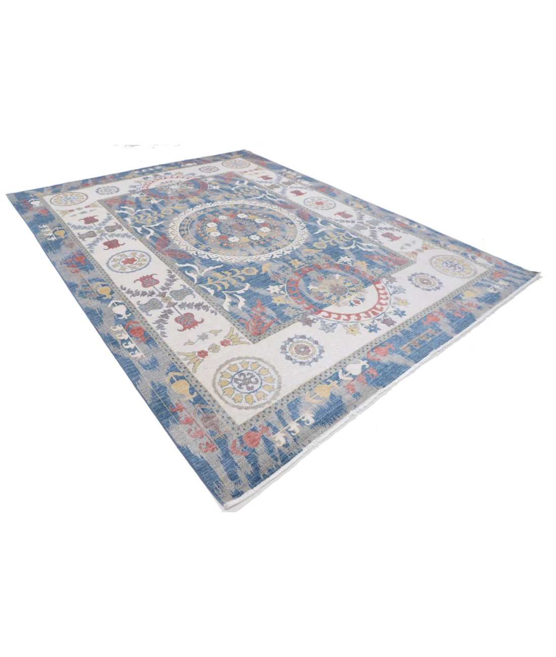 Power Loomed Ikat Wool Rug 8' 10" X 11' 10" 8' 10" X 11' 10" (269 X 361) / Blue / Ivory