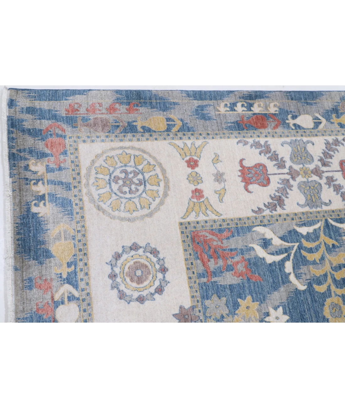 Power Loomed Ikat Wool Rug 8' 10" X 11' 10" 8' 10" X 11' 10" (269 X 361) / Blue / Ivory