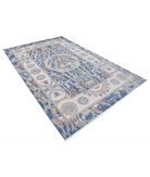 Power Loomed Ikat Wool Rug 6' 5" X 9' 11" 6' 5" X 9' 11" (196 X 302) / Blue / Ivory
