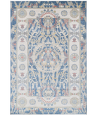 Power Loomed Ikat Wool Rug 6' 5" X 9' 11" 6' 5" X 9' 11" (196 X 302) / Blue / Ivory