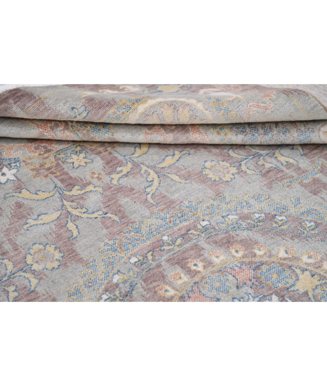 Power Loomed Ikat Wool Rug 6' 5" X 9' 11" 6' 5" X 9' 11" (196 X 302) / Brown / Blue