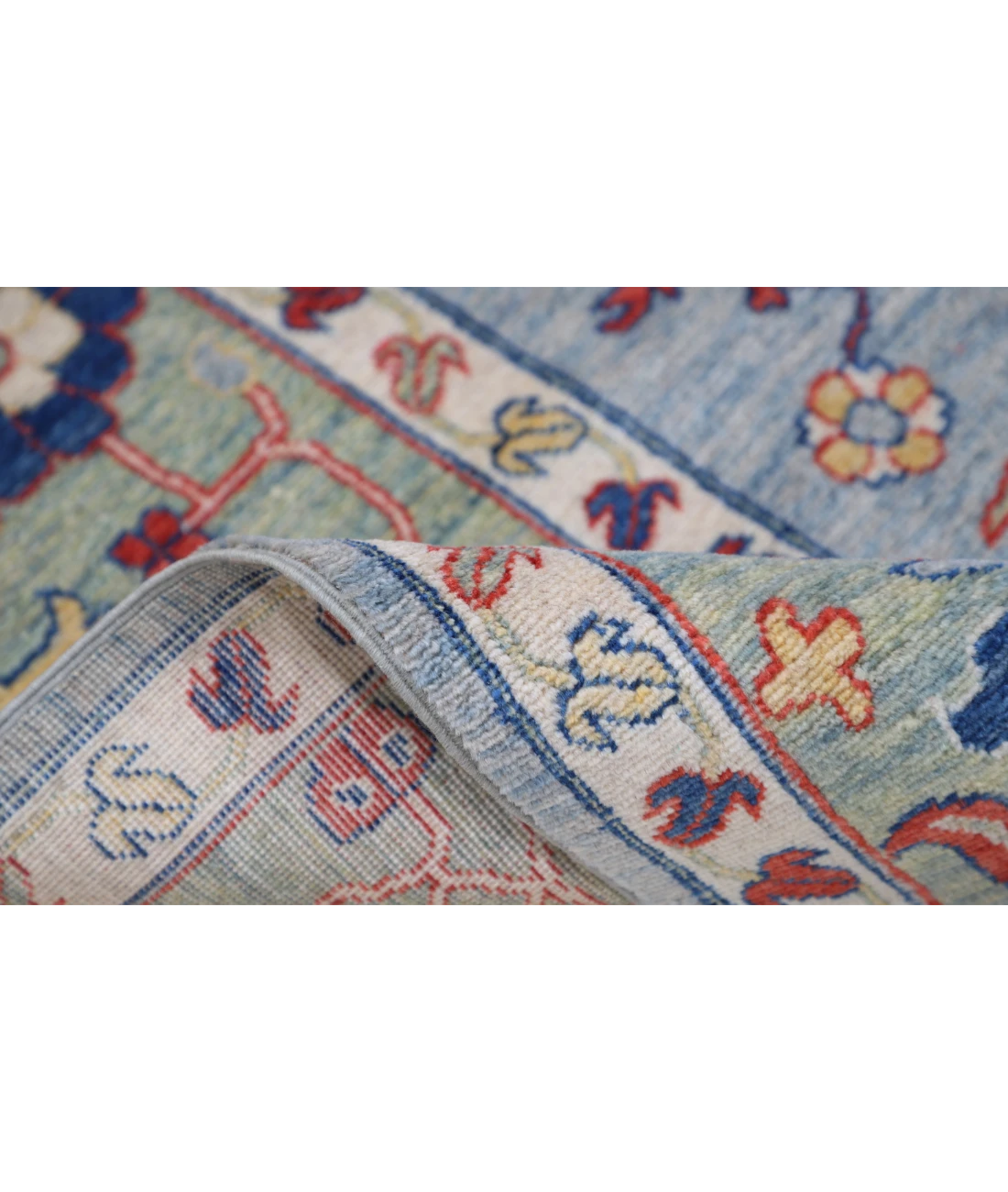Power Loomed Kazak Wool Rug 8' 0" X 9' 11" 8' 0" X 9' 11" (244 X 302) / Blue / Green