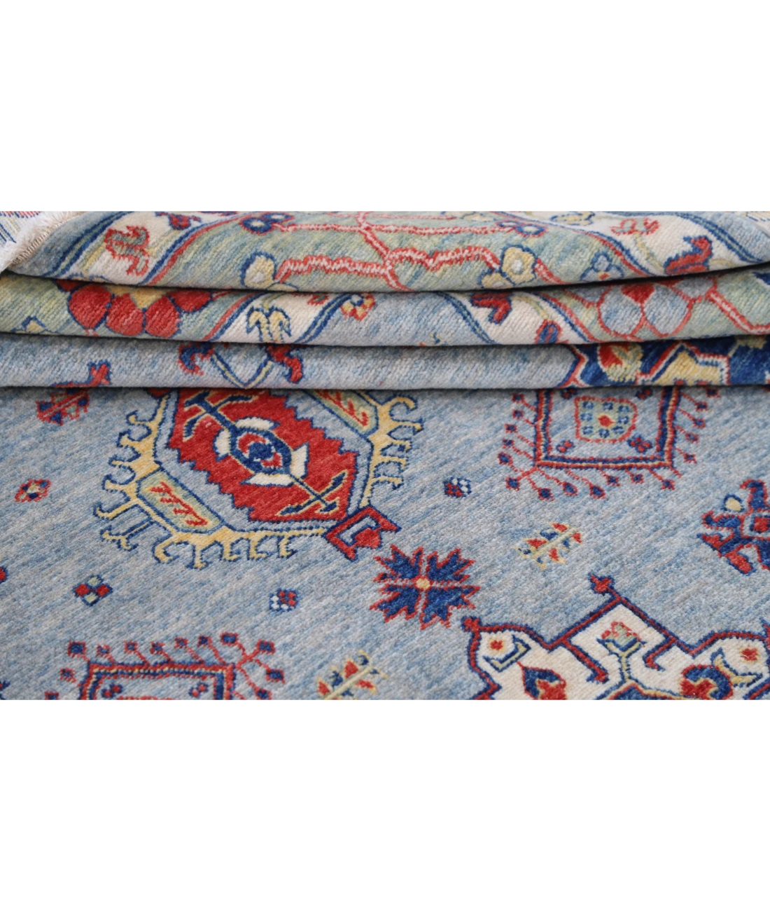 Power Loomed Kazak Wool Rug 8' 0" X 9' 11" 8' 0" X 9' 11" (244 X 302) / Blue / Green