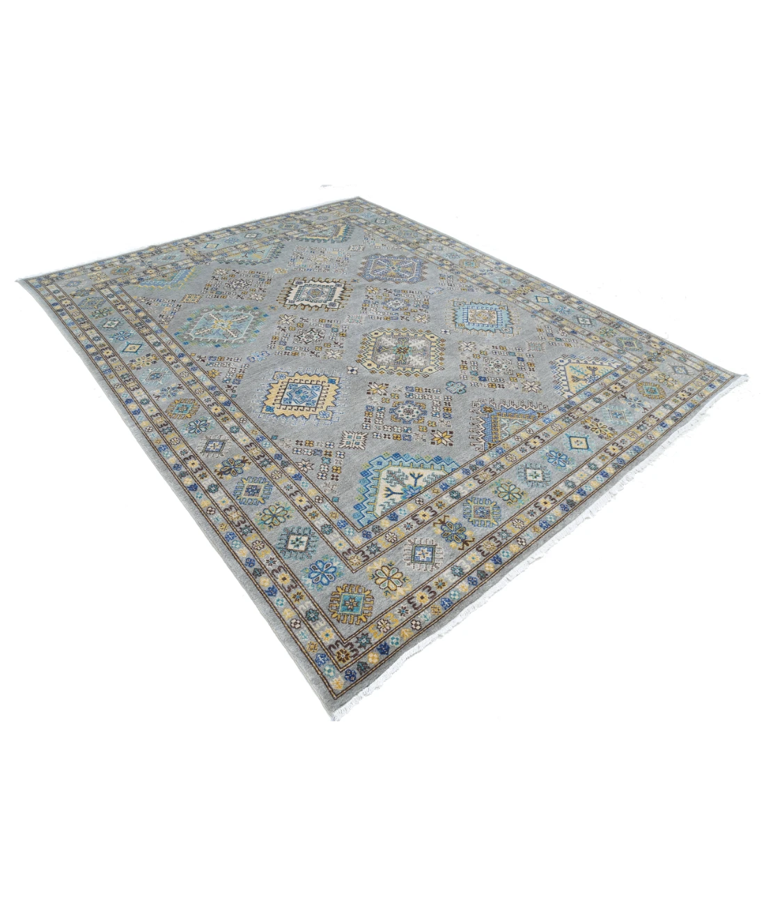 Power Loomed Kazak Wool Rug 7' 9" X 9' 5" 7' 9" X 9' 5" (236 X 287) / Grey / Grey