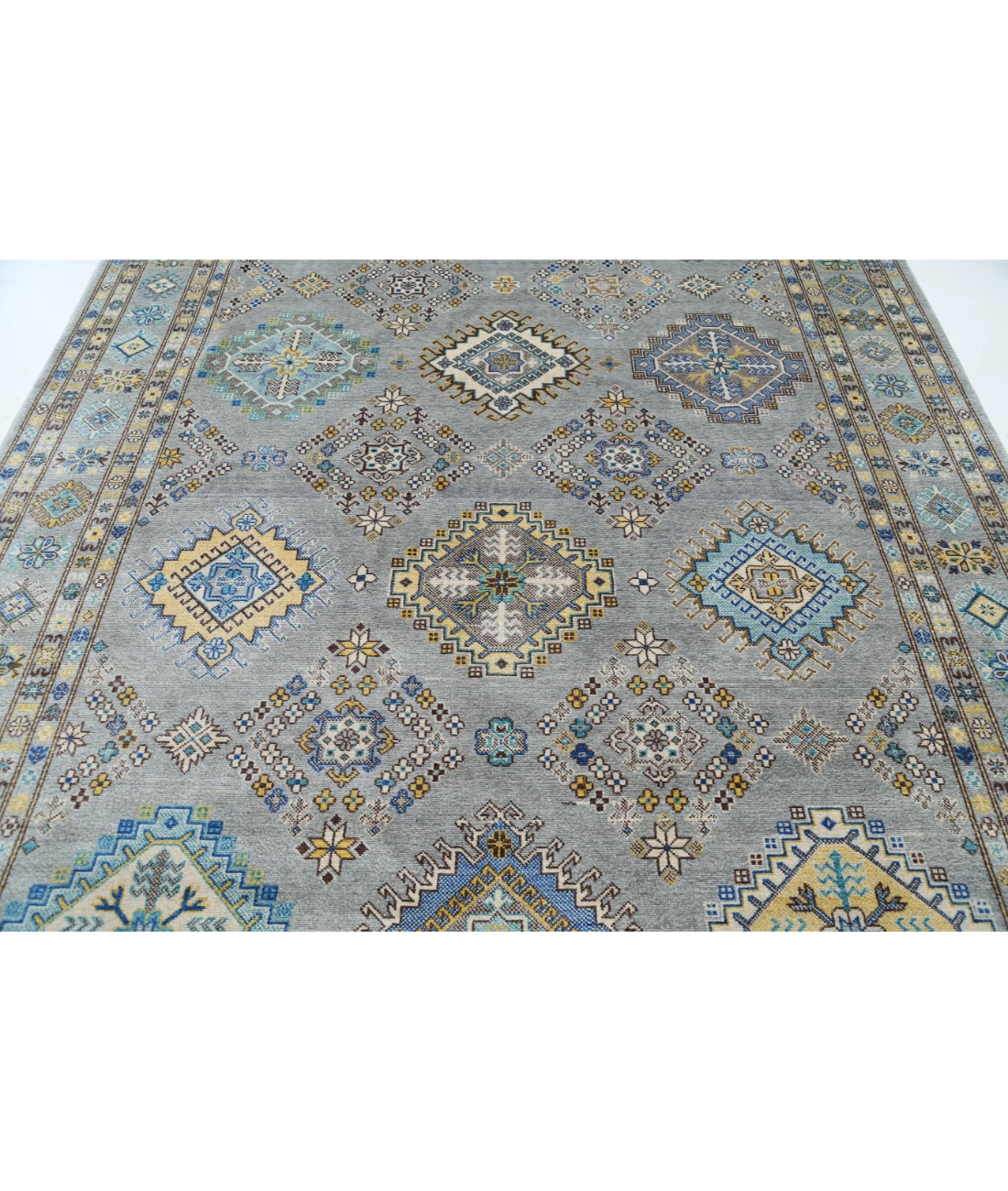 Power Loomed Kazak Wool Rug 7' 9" X 9' 5" 7' 9" X 9' 5" (236 X 287) / Grey / Grey