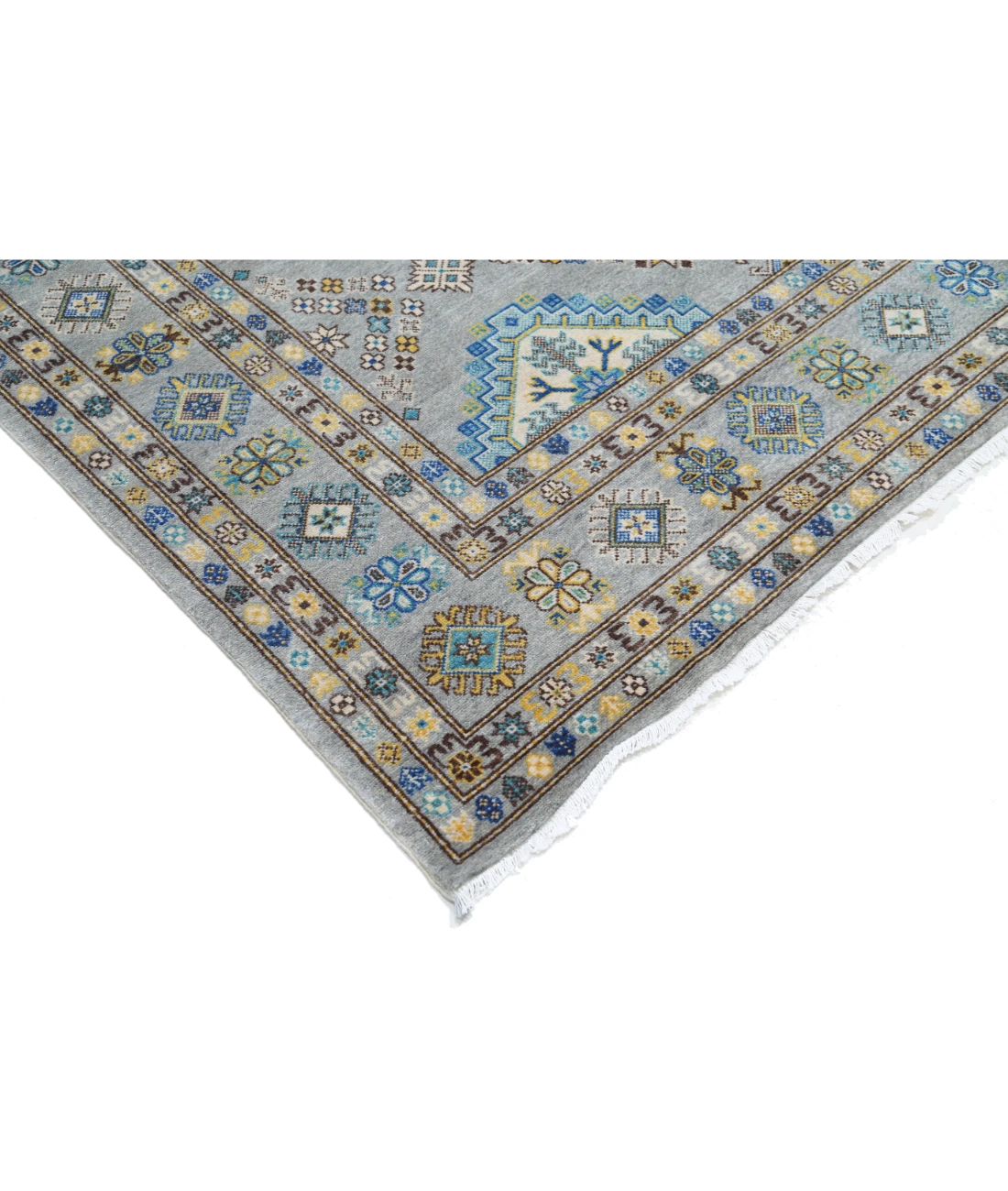 Power Loomed Kazak Wool Rug 7' 9" X 9' 5" 7' 9" X 9' 5" (236 X 287) / Grey / Grey