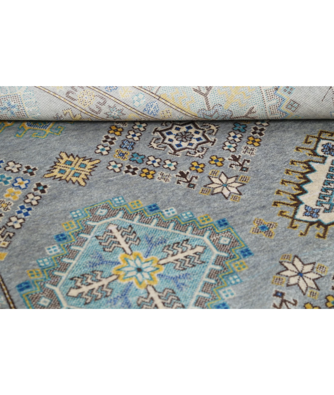 Power Loomed Kazak Wool Rug 7' 9" X 9' 5" 7' 9" X 9' 5" (236 X 287) / Grey / Grey
