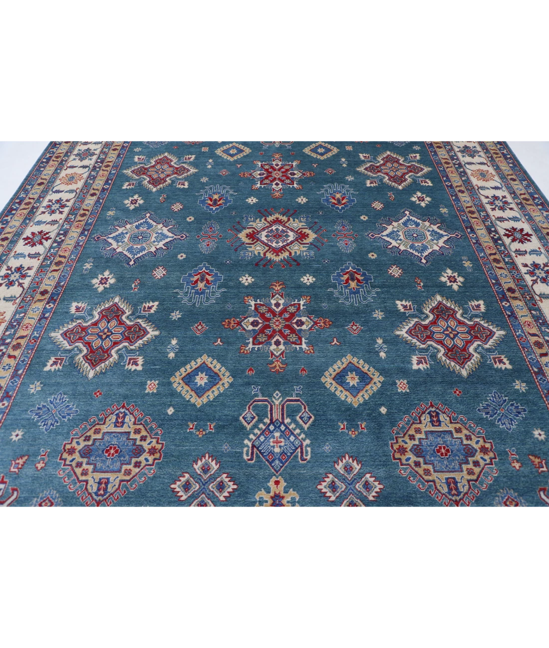 Power Loomed Kazak Wool Rug 9' 4" X 11' 8" 9' 4" X 11' 8" (284 X 356) / Green / Ivory