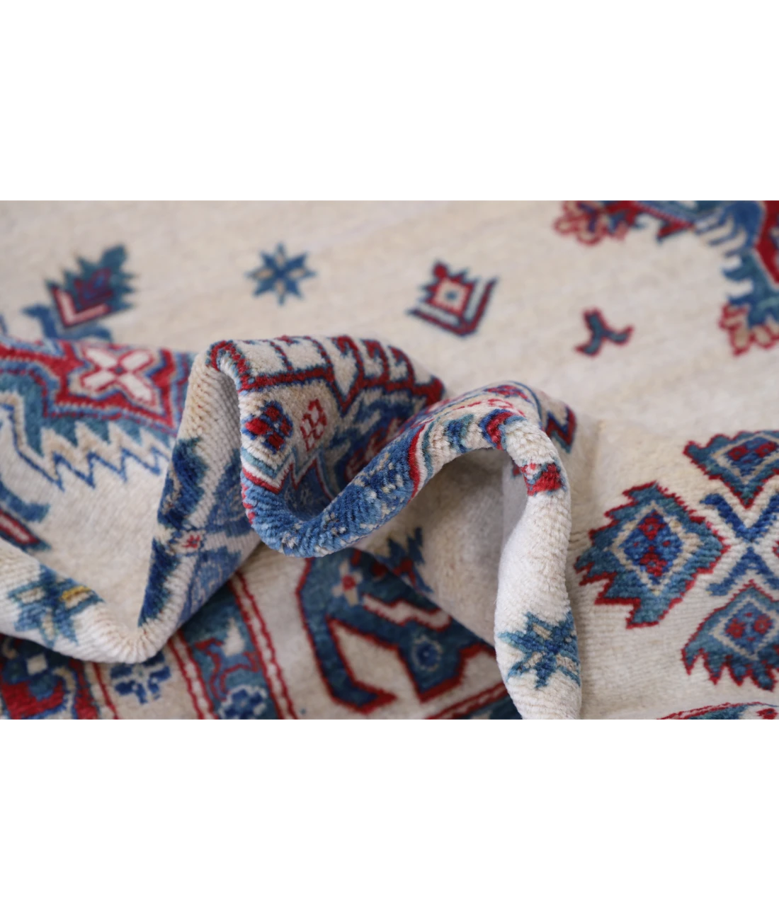 Power Loomed Kazak Wool Rug 9' 3" X 11' 9" 9' 3" X 11' 9" (282 X 358) / Ivory / Blue